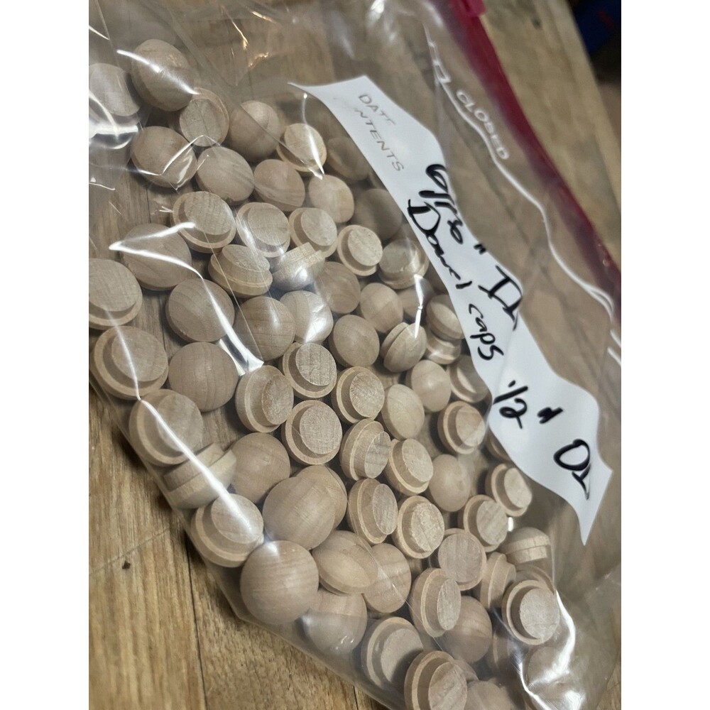 100 count new 6/16" inside diameter 1/2" outside diameter wood button plugs